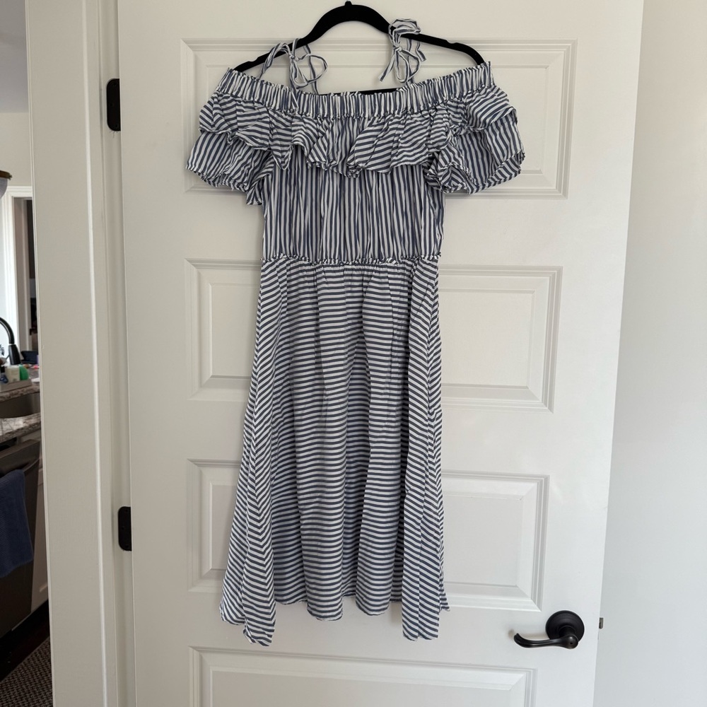 Ann Taylor LOFT Meadow Stripe Ruffle Dress - Picture 2 of 10